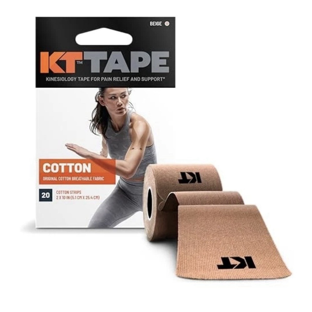 KT Tape Org BEIGE Cotton Elastic Kinesiology Athletic Tape, 20 Count, 10" Strips